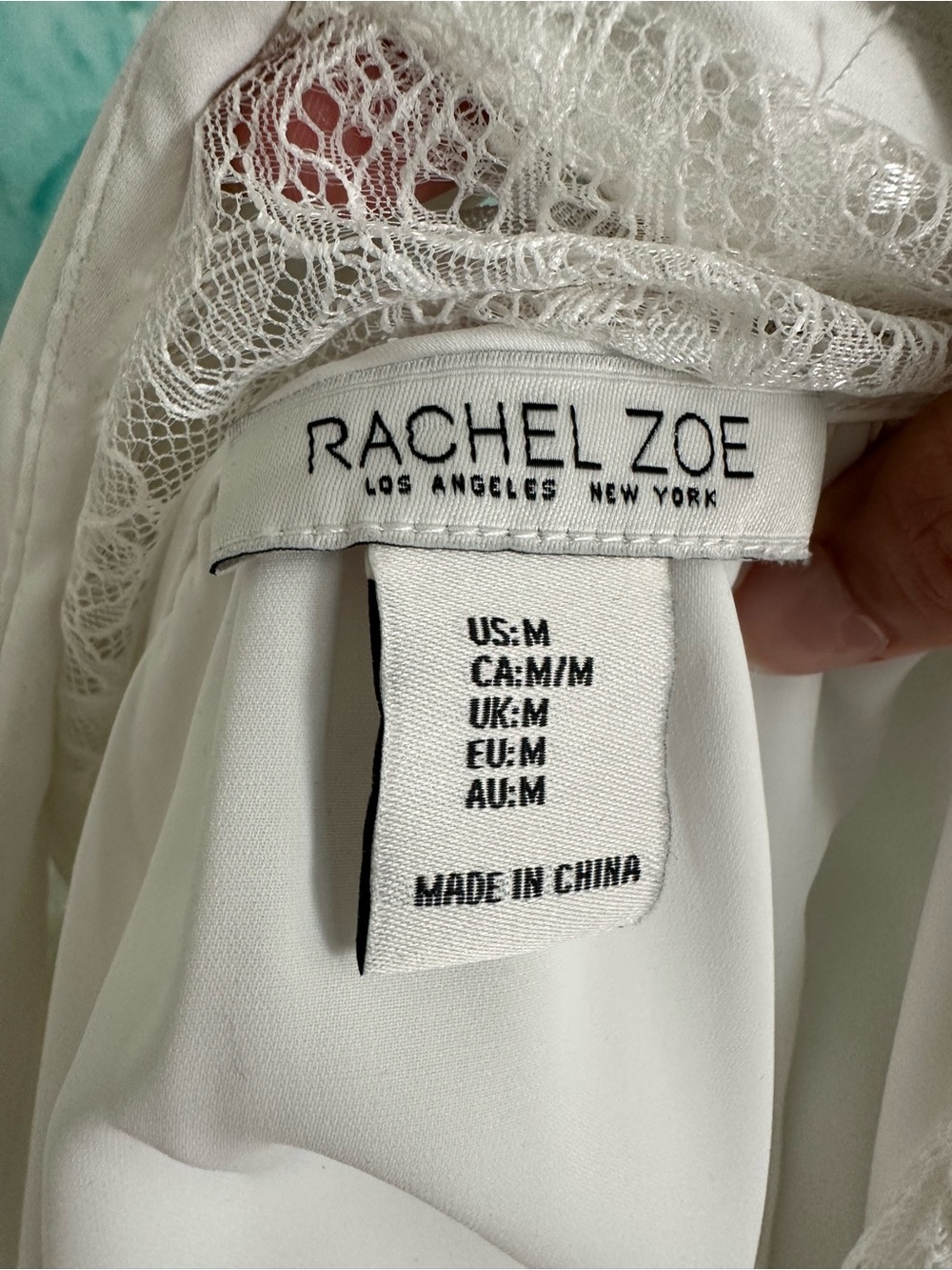 Rachel Zoe White Lace-Yoke Button-Down Blouse - Picture 4 of 6
